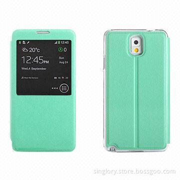 Leather Cover Cases for Samsung Note 3/N900 with S-view, OEM, ODM and OBM Orders Welcomed